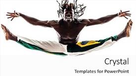  Presentation with black man - Slide deck having bread - american donuts with raibow sprinkles background and a coral colored foreground