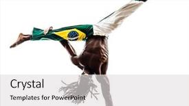  Presentation with black man - Audience pleasing slide set consisting of one brazilian black man dancer backdrop and a light gray colored foreground
