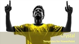  Presentation with joy - Slide set with one brazilian soccer football player background and a tawny brown colored foreground