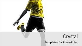  Presentation with football - Beautiful PPT theme featuring one brazilian soccer football player backdrop and a light gray colored foreground