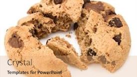  Presentation with sweet pastry - Audience pleasing PPT layouts consisting of one-broken-chocolate-chip-cookie backdrop and a yellow colored foreground
