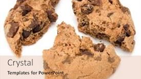  Presentation with sweet pastry - Slide deck consisting of one-broken-chocolate-chip-cookie background and a coral colored foreground