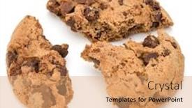  Presentation with sweet pastry - Colorful slide deck enhanced with one-broken-chocolate-chip-cookie backdrop and a coral colored foreground