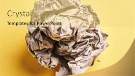  Presentation with yellow paper - PPT theme enhanced with one-brown-crumpled-paper-ball background and a yellow colored foreground