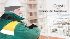  Presentation with foreman - Amazing presentation theme having one builder foreman at construction site in winter work wear and hard hat backdrop and a light gray colored foreground