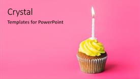  Presentation with birthday celebration - Presentation design consisting of one burning candle over pink background and a  colored foreground