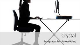  Presentation with studio - Audience pleasing slide deck consisting of one business woman computer computing backdrop and a  colored foreground