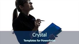  Presentation with business people silhouette - Presentation theme enhanced with one business woman looking up background and a  colored foreground
