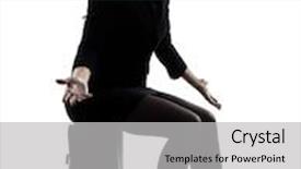  Presentation with despair - Presentation theme with one business woman traveling despair complaining silhouette studio isolated on white background background and a light gray colored foreground