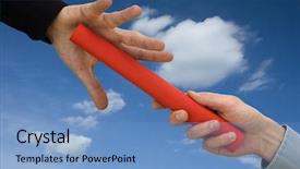  Presentation with baton - Theme consisting of one businessman passing a red background and a light blue colored foreground