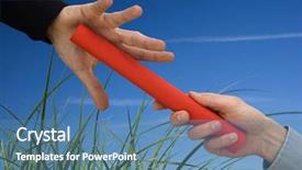  Presentation with baton - Beautiful PPT theme featuring one businessman passing a red backdrop and a teal colored foreground