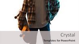  Presentation with shadow - Audience pleasing PPT layouts consisting of one-cauacsian-young-man-skateboarder backdrop and a light gray colored foreground