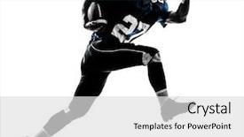 Presentation with football plays - Colorful PPT theme enhanced with one caucasian american football player backdrop and a light gray colored foreground