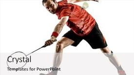  Presentation with badminton - Audience pleasing slide deck consisting of one caucasian badminton player man backdrop and a white colored foreground