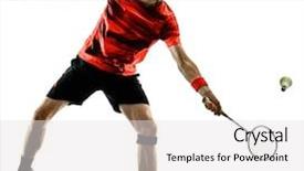  Presentation with badminton - Audience pleasing presentation theme consisting of one caucasian badminton player man backdrop and a white colored foreground