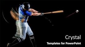  Presentation with baseball player - Theme having one caucasian baseball player man studio shot isolated on black background with light painting speed effect background and a black colored foreground