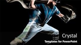  Presentation with baseball player - Colorful PPT layouts enhanced with one-caucasian-baseball-player-man backdrop and a black colored foreground