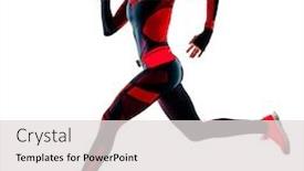  Presentation with running - Presentation having one-caucasian-beautiful-woman-runner background and a light gray colored foreground