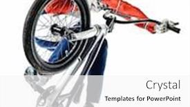  Presentation with bmx - Presentation theme featuring one-caucasian-bmx-racer-jumping background and a white colored foreground