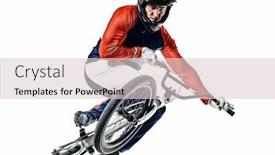  Presentation with bmx - Presentation design enhanced with one-caucasian-bmx-racer-jumping background and a lemonade colored foreground