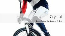  Presentation with bmx - Slide deck featuring one-caucasian-bmx-racer-jumping background and a white colored foreground