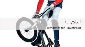  Presentation with bmx - Cool new theme with one-caucasian-bmx-racer-jumping backdrop and a white colored foreground