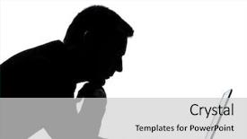  Presentation with business man climbs up to the top of 3d success stairs steps - Audience pleasing PPT theme consisting of one caucasian business man computing backdrop and a light gray colored foreground