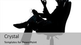  Presentation with music business - Audience pleasing slide set consisting of one caucasian business man listening backdrop and a light gray colored foreground