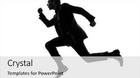  Presentation with training aspire man running - Slide deck consisting of one caucasian business man running background and a light gray colored foreground