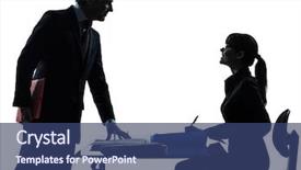  Presentation with business profile - Cool new PPT theme with one caucasian busy smiling business backdrop and a ocean colored foreground