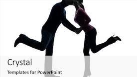  Presentation with lovers - Colorful theme enhanced with one caucasian couple woman man lovers kissing in silhouette studio isolated on white background backdrop and a white colored foreground