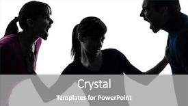  Presentation with dispute - Presentation design with one caucasian family father mother background and a gray colored foreground