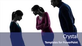  Presentation with dispute - Presentation theme featuring one caucasian family father mother background and a ocean colored foreground