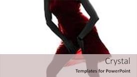  Presentation with silhouette fashion - Cool new slide deck with one caucasian fashion model sexy woman in red dress in silhouette studio isolated on white background backdrop and a mint green colored foreground