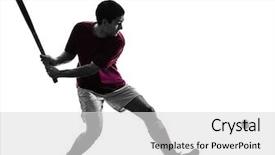  Presentation with field hockey - Colorful PPT theme enhanced with one caucasian field hockey player backdrop and a light gray colored foreground