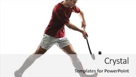  Presentation with field hockey - Amazing presentation theme having one caucasian field hockey player backdrop and a light gray colored foreground