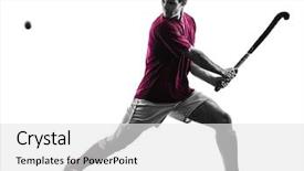  Presentation with field hockey - Slide deck with one caucasian field hockey player background and a white colored foreground
