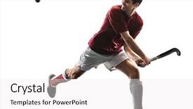  Presentation with field hockey - Slide deck consisting of one caucasian field hockey player background and a white colored foreground