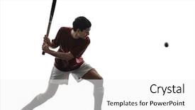  Presentation with field hockey - Beautiful PPT theme featuring one caucasian field hockey player backdrop and a white colored foreground