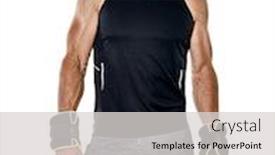  Presentation with cardio - Amazing presentation theme having one caucasian fitness man exercising cardio boxing exercises in studio isolated on white background backdrop and a light gray colored foreground