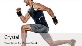  Presentation with cardio - Theme with one caucasian fitness man exercising background and a light gray colored foreground