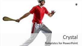  Presentation with silhouette of man worship - PPT theme having one caucasian jai alai basque background and a  colored foreground