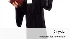  Presentation with one shareholder - Audience pleasing theme consisting of one caucasian lawyer man pleading in studio isolated on white background backdrop and a white colored foreground