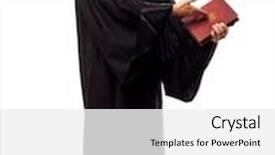  Presentation with lawyer - Slides having one caucasian lawyer man pleading in studio isolated on white background background and a white colored foreground