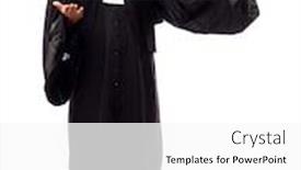  Presentation with lawyer - Presentation design with one caucasian lawyer man pleading in studio isolated on white background background and a white colored foreground