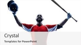  Presentation with professional tennis player athlete man - Cool new PPT theme with one caucasian man baseball player backdrop and a white colored foreground