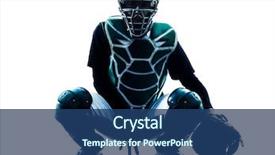  Presentation with baseball - Beautiful slide deck featuring one caucasian man baseball player backdrop and a ocean colored foreground