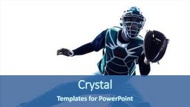  Presentation with baseball - Colorful PPT theme enhanced with one caucasian man baseball player backdrop and a ocean colored foreground