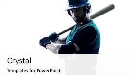  Presentation with baseball - Beautiful presentation theme featuring one caucasian man baseball player backdrop and a white colored foreground