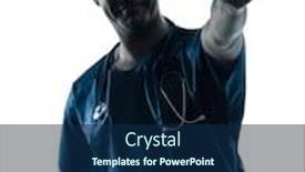  Presentation with medical worker - Amazing presentation having one caucasian man doctor surgeon medical worker holding hypodermic syringe silhouette isolated on white background backdrop and a navy blue colored foreground